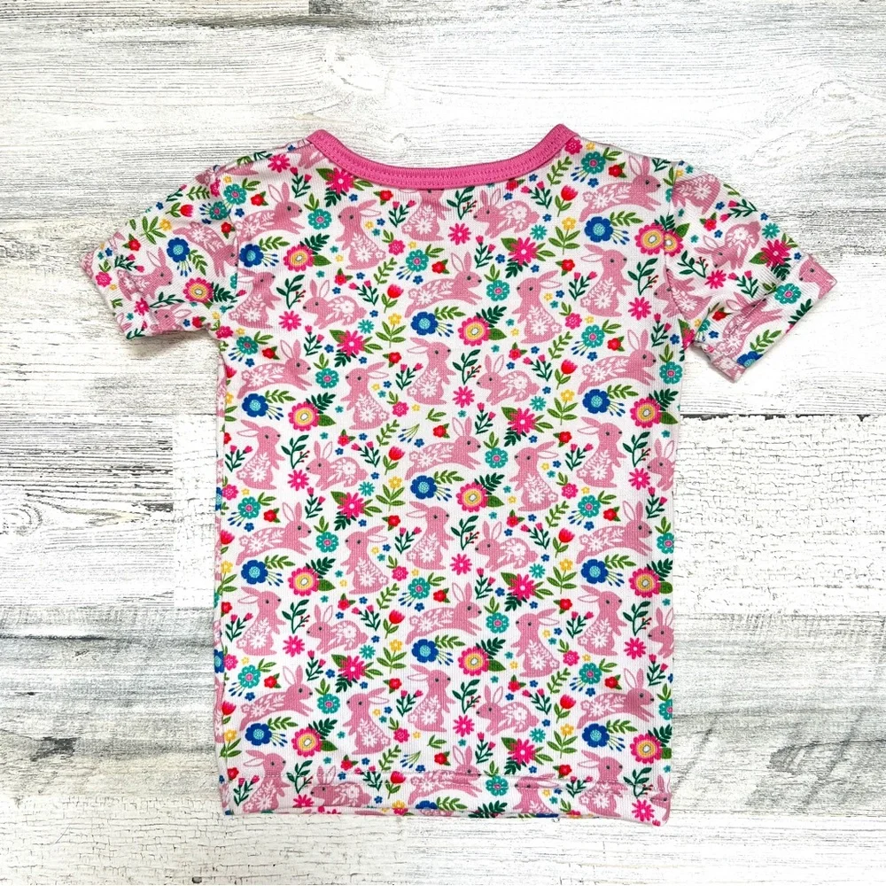 Mia & Co Bunny Floral Pajama Set 2T Pink Easter Spring Kids Sleepwear